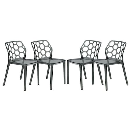 Leisuremod Modern Dynamic Dining Chair, Transparent Black, 4PK DC19TBL4