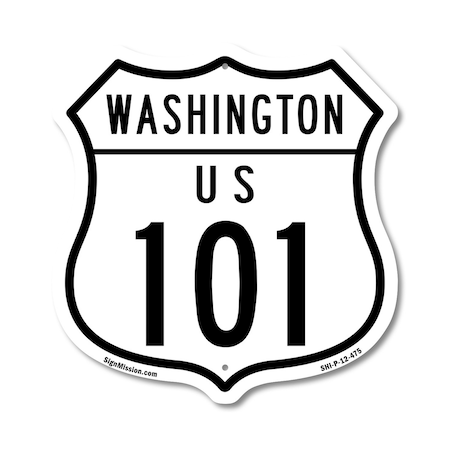 Signmission Washington Route Marker Shield Sign Us 1, 12 Inch X 12 Inch, Plastic Sign SHI-P-12-475