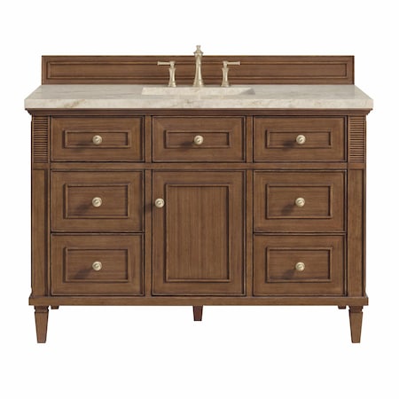 James Martin Vanities Lorelai 48" Single Vanity, Mid-Century Walnut, w/ 3 CM Tajnar Eclos Top w/FreePower Wireless Charger 424-V48-WLT-FTJR