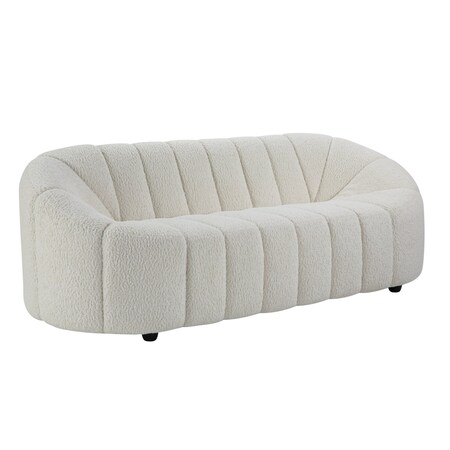 Homeroots 84" White Sherpa Sofa With Black Legs 491040