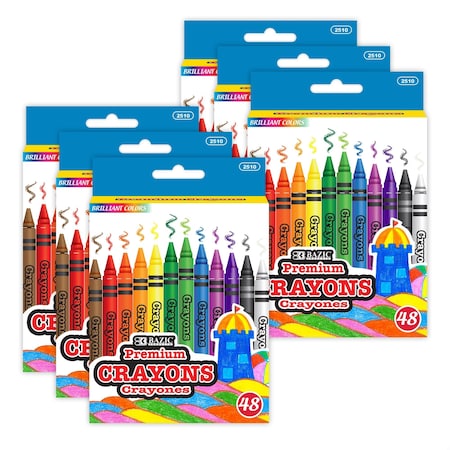 Bazic Products Premium Crayons, 48 Colors, 6PK 2510