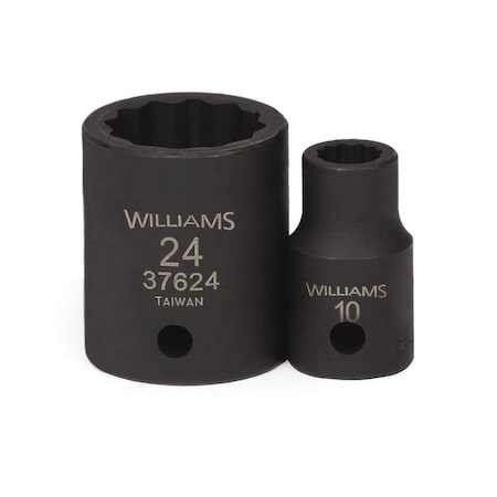 Williams 1/2" Drive Impact Socket Black Industrial, 1/2" D, 36mm 12 Pt JHW37636