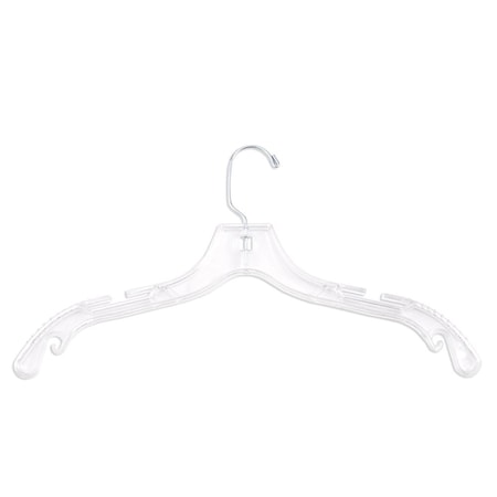 Nahanco 17in Clear Heavy Weight Plastic Bridal Hanger with Reinforced Washer and Shoulder Ridges, 100PK 300WW