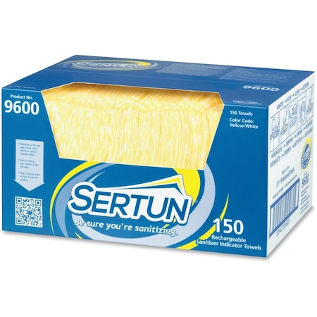 Sertun Rechargeable Indicator Towels 13-1/2" x 18", Yellow/White, PK150 9600