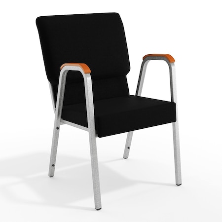 Flash Furniture Black Fabric Stackable Church Chair with Arms XU-DG-60156-BK-GG