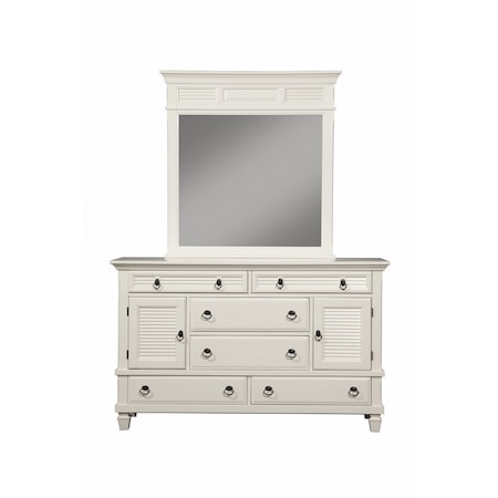 Homeroots 62" White Solid Wood Six Drawer Double Dresser 524109