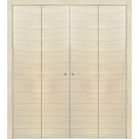 Sartodoors Sliding Closet Double Bi-fold Doors, Planum 0010 Natural Veneer, Sturdy Tracks Moldings Trims Hardw PLANUM0010DBF-SHP-72 x 84 (4* 18x84)