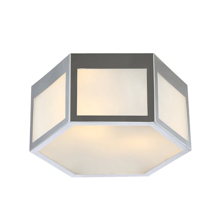 Jonathan Y Minimo 15.75" Hexagon Metal/Frosted Glass LED Flush Mount, Chrome JYL7452A