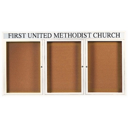 Aarco Illuminated Enclosed Bulletin Board w/ Header White Powder Coated Al Frame, 36''Hx72''W DCC3672-3RHIW