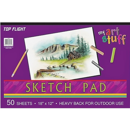 Top Flight Sketch Pad, Drawing Sheet, 18 in L x 12 in W Sheet, 50-Sheet 4807304