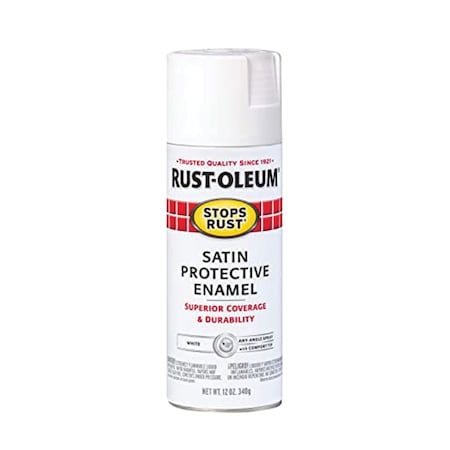 Rust-Oleum Spray Paint, White, Satin, Solvent, 12 oz 7791830