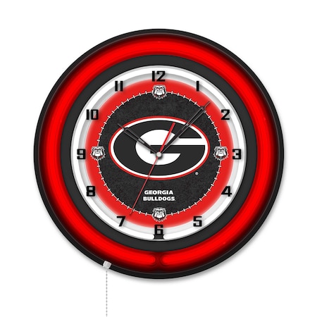 Holland Bar Stool University of Georgia G  19 Double Neon Wall Clock Clk19BK