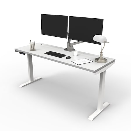We'Re It Electric Sit Stand Desk, 46.25 H, 24 W X Laminate wood, metal, White VL22WH7224-459