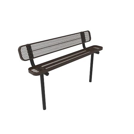 Mytcoat 6ft Outdoor Bench with Back, Inground, Brown, Expanded Metal, Textured Coating 804183