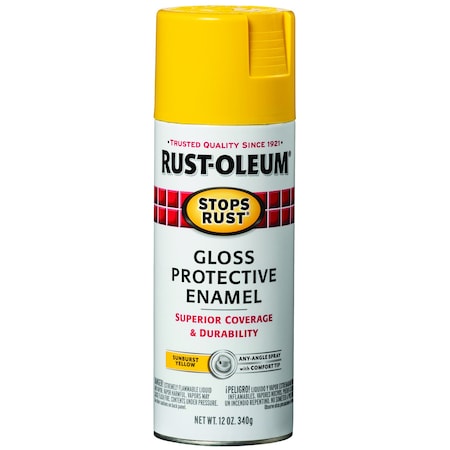 Rust-Oleum Aerosol Paint, Yellow, Gloss, Solvent, 12 oz 7747830