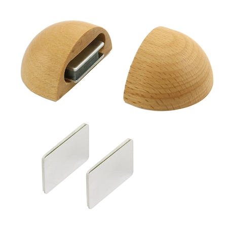 Prime-Line WORKPRO W133319 Wooden Adhesive Mounted Magnetic Dome Door Stopper, Beech Finish (2 Pack) W133319