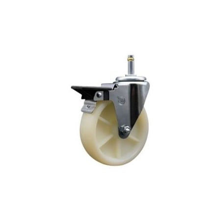 Service Caster 5 Nylon Wheel Swivel 7/16'' Grip Ring Stem Caster with Brake SCC-GR20S514-NYS-PLB-716138