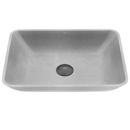 Vigo Duomo 18inL x 13inW x 4inH Concreto Stone Rectangular Vessel Bathroom Sink in Gray VG04063