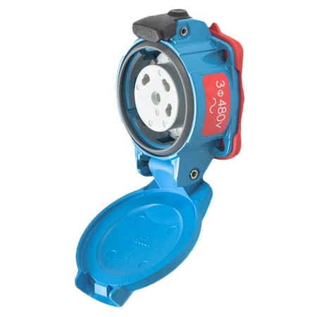 Meltric PN20 RECEPTACLE METAL BLUE SIZE 1 TYPE 4X 3P+G 20 A 480 VAC 09-N4043