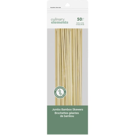 Culinary Elements 12 Inch Jumbo Bamboo Skewers, 50PK 16750