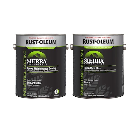 Rust-Oleum Epoxy Activator and Finish Kit, Black, High Gloss, 1 gal, 230 to 340 sq ft/gal, S60 Series 248290