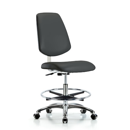 Blue Ridge Ergonomics Clean Room Chair 22" to 29" Height, Vinyl, Charcoal BR-CLR-VMBCH-MB-CR-CF-CC-8605