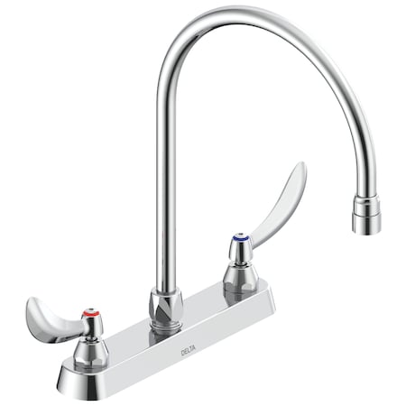 Delta Commercial 26C3 Two Handle 8 In Cast Deck-Mount Faucet In Chrome 26C3944-R7