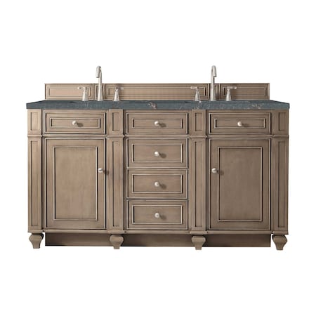 James Martin Vanities Bristol 60'' D Vanity, Whitewashed Walnut w/ Parisien Bleu Silestone Top w/ Wireless Charger 157-V60D-WW-FPBL