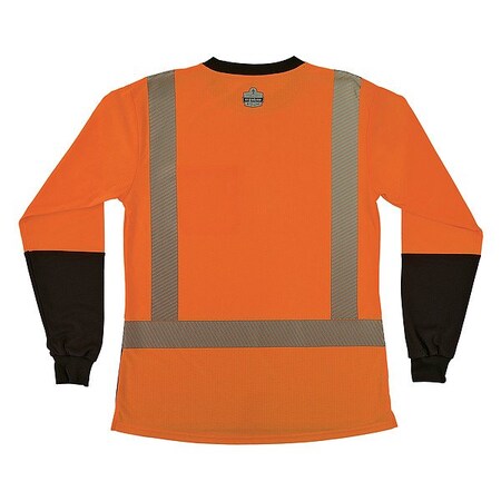 Ergodyne Hi-Vis Shirt, 2XL, Orange, Long Sleeve 22346