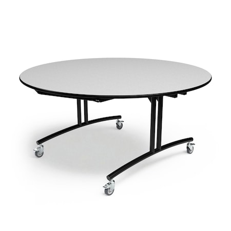 Palmer Hamilton Round Folding Table, 60 in W, 30 in H, Gray Glace PHLIP20-3060RD-GB