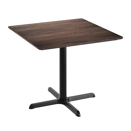 Flash Furniture 36" Square Tabletop, Seamless Surface Technology, Dark Brown with 30"x30" Black Table Height X-Base ST-SQ36-WBR-T3030-GG