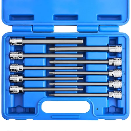 Neiko 0.375 in Drive Metric Extra Long Allen Hex Bit Socket Set 10077A