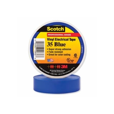 Scotch Vinyl Electrical Color Coding Tape, 35, 1/2 in W x 20 ft L, Blue 500-102403