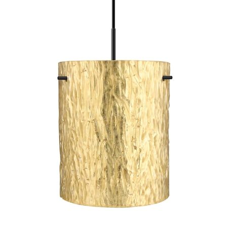 Besa Lighting Besa Tamburo 8 Pendant, Stone Gold Foil, Black Finish, 1x 100W MAX E26 Base 1JT-4006GS-BK