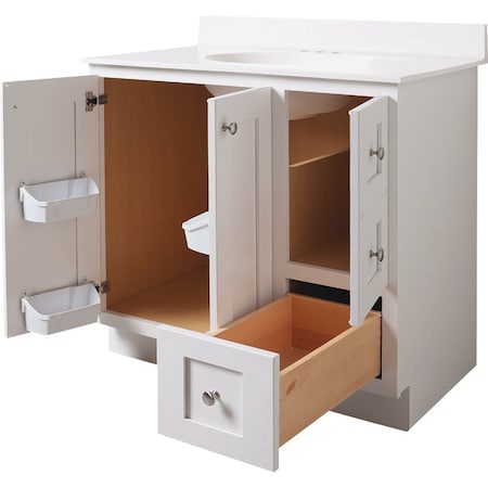 Bertch Storage Solutions 36'' Wx34-1/2'' Hx21''Deep Wht Vanity Base without Top 3 Door/1 Drawer ST-P-W-VSS36RT