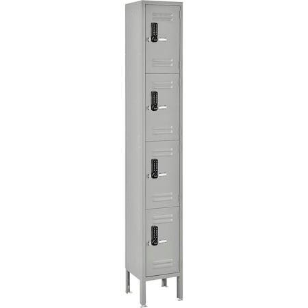 Global Industrial 4-Tier 4 Door Digital Locker, 12"Wx15"Dx78"H, Gray, Unassembled 413202