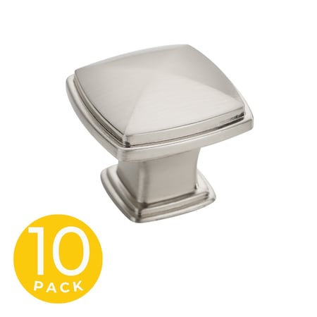 Sapphire Park Ave Style 1.25 in. Modern Square Brushed Nickel Cabinet Hardware Knob, 10PK SP-PAK10-BN-10
