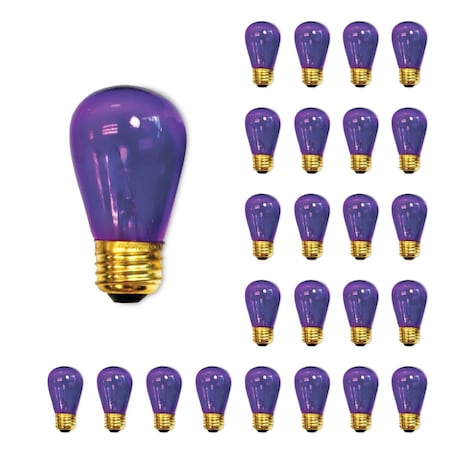 Bulbrite 11-Watt S14 Transparent Purple Dimmable Incandescent Light Bulb, 25PK 861310