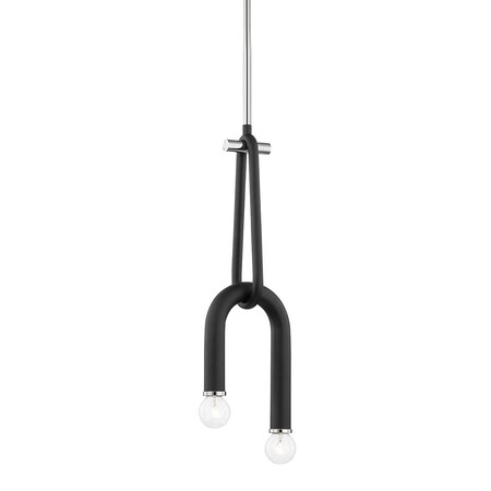 Mitzi Whit 2 Light Pendant 6 In. Polished Nickel/Black H382702-PN/BK