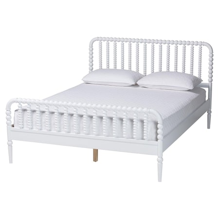 Baxton Studio Lucera Mid-Century White Queen Size Bobbin Bed 257-14016-ZORO
