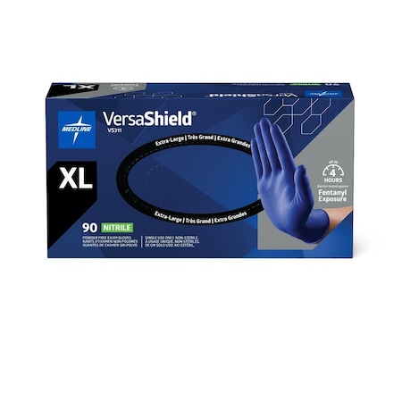 Medline VersaShield Textured Powder-Free Nitrile Exam Gloves, Size XL, 90PK VS311XLH