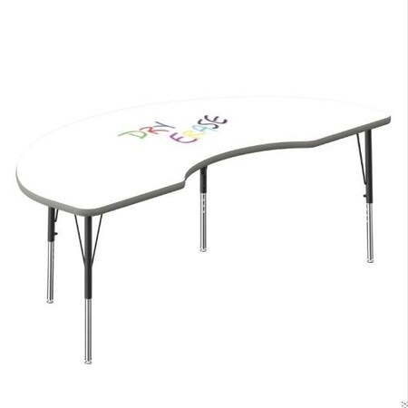 Correll Kidney Dry Erase Activity Table, 72 in W, 36 in L, 19 in to 29 in H, Particleboard, Frosty White A3672DE-KID-80-09-13