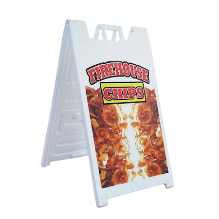 Signmission Firehouse Chips, A-Frame & 2 Sign Inserts, Heavy-Duty Plastic Frame SBHD-C-2436-Firehouse Chips