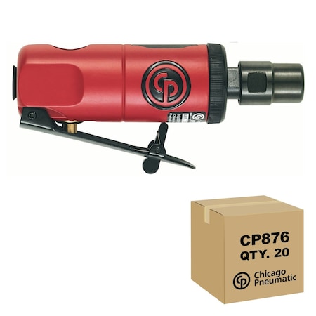 Chicago Pneumatic Straight Air Die Grinder, 1/4 in Collet, 1/4 in NPT, 0.3 HP, 30,000 RPM, 20PK CP876-CTN