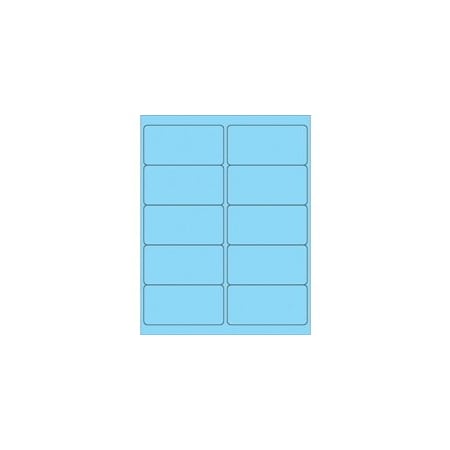 Bubblefast 4 x 2'' Fluorescent Pastel Blue Rectangle Laser Labels-10 Labels per Sheet BFLL178BE