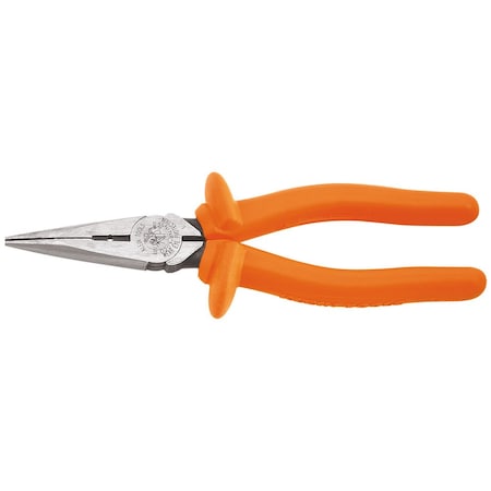 Klein Tools 8 7/8 in D203 Needle Nose Plier, Side Cutter Cushion Grip Handle D203-8-INS