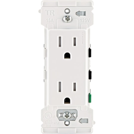Leviton Decora Edge 15A White Residential Grade 5-15R Duplex Outlet B02-E5325-0SW