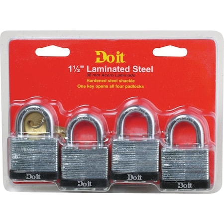 All-Source 1-1/2 In. W. Laminated Steel Padlock, 4PK 1803QDIB