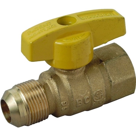 Brasscraft Gas Ball Valve, 5/8 x 3/4 in Connection, Flared x FIP, 5 psi Pressure, Brass Body PSSC-60