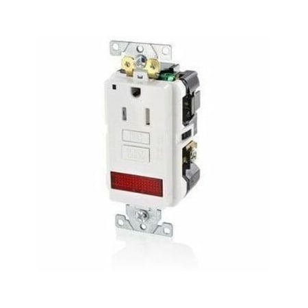 Leviton Self-Test GFCI Receptacle, Combination with Light, 15 Amp, 125 Volt, 5-15R NEMA GFPL1-PLE